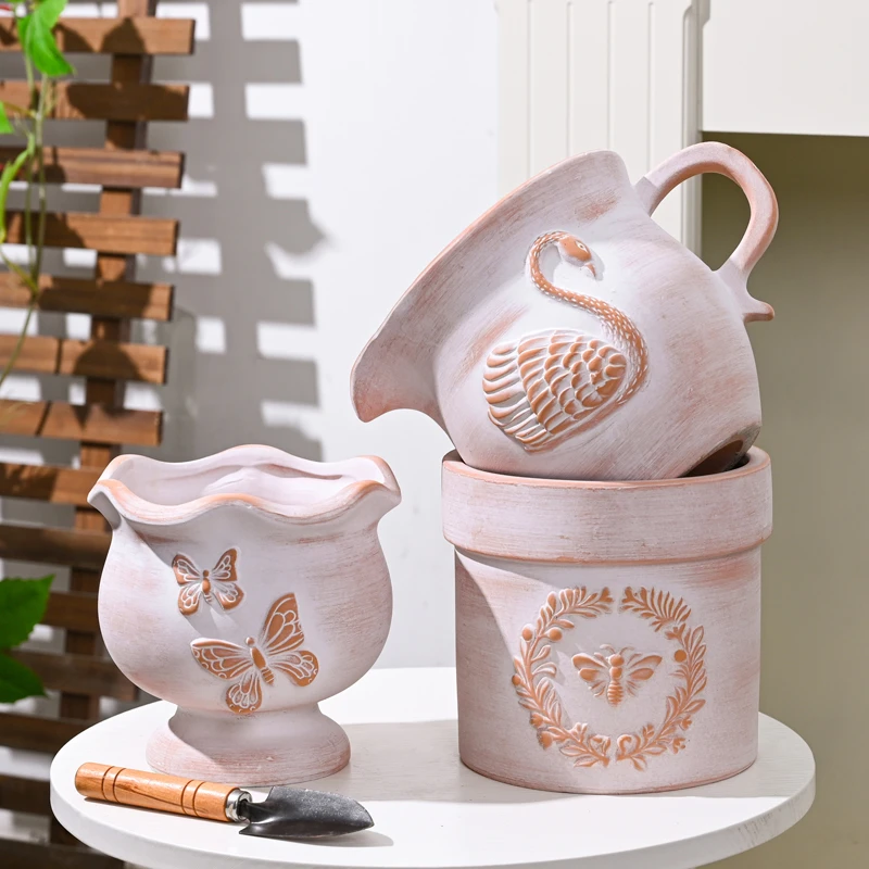 花盆复古动物系列透水透气花盆【多个装】