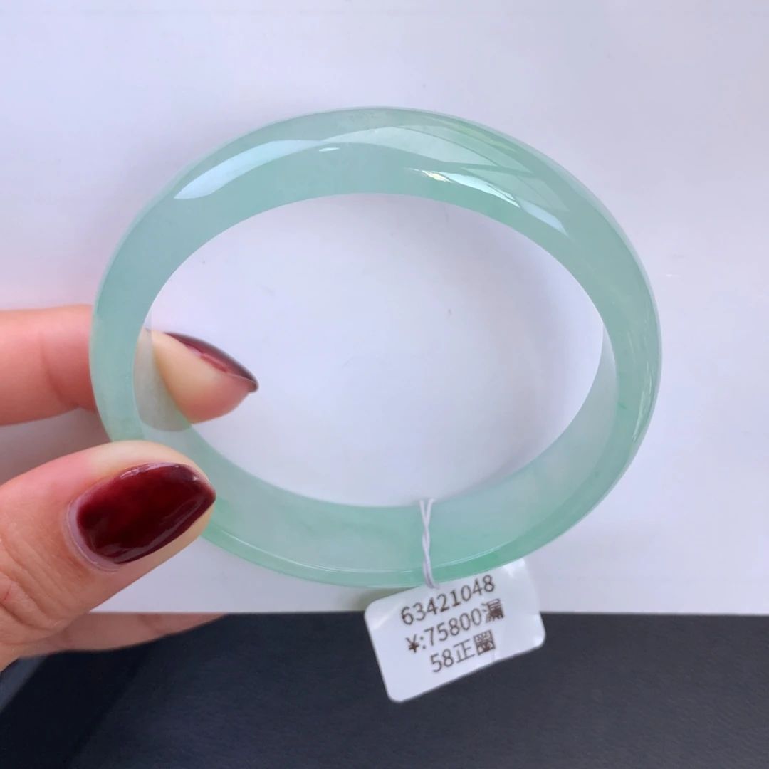 翡翠手镯未镶嵌雪花棉冰甜绿手镯