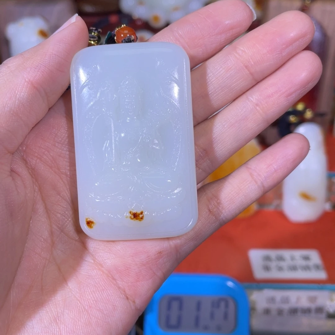 禄***。和田玉未镶嵌挂件