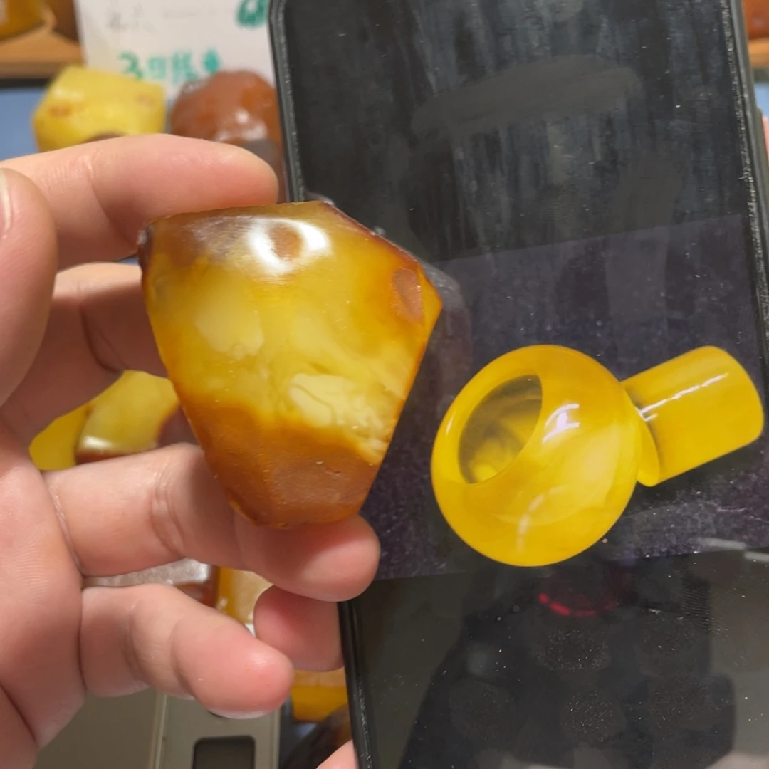 定制蜜蜡未镶嵌扳指，面包扣