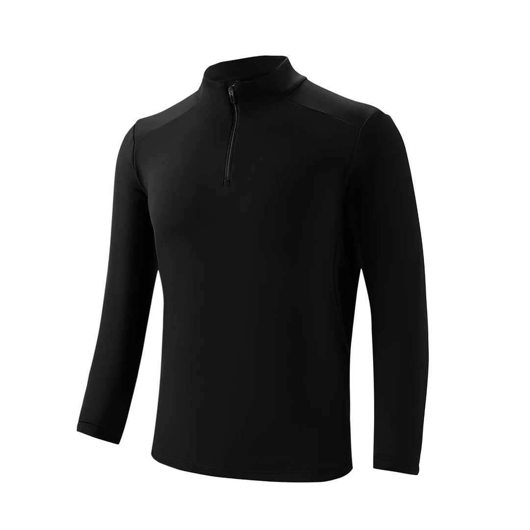 长袖插肩袖拉链男立领运动T恤套头秋冬舒适健身速干