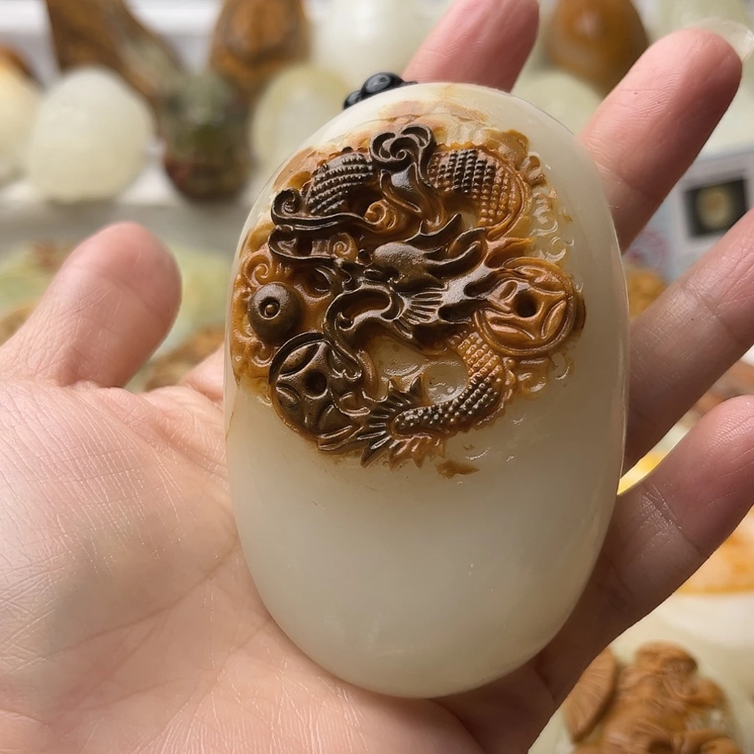 石材方解石手把摆件不退换龙微瑕