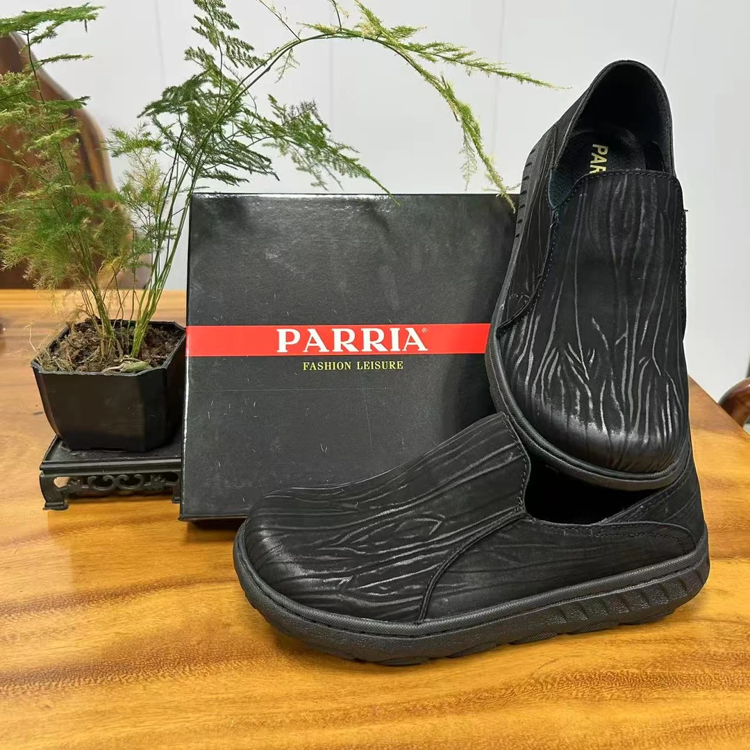 PARRIA精品头层牛皮男士男士高端皮鞋男款舒适黑色厚底