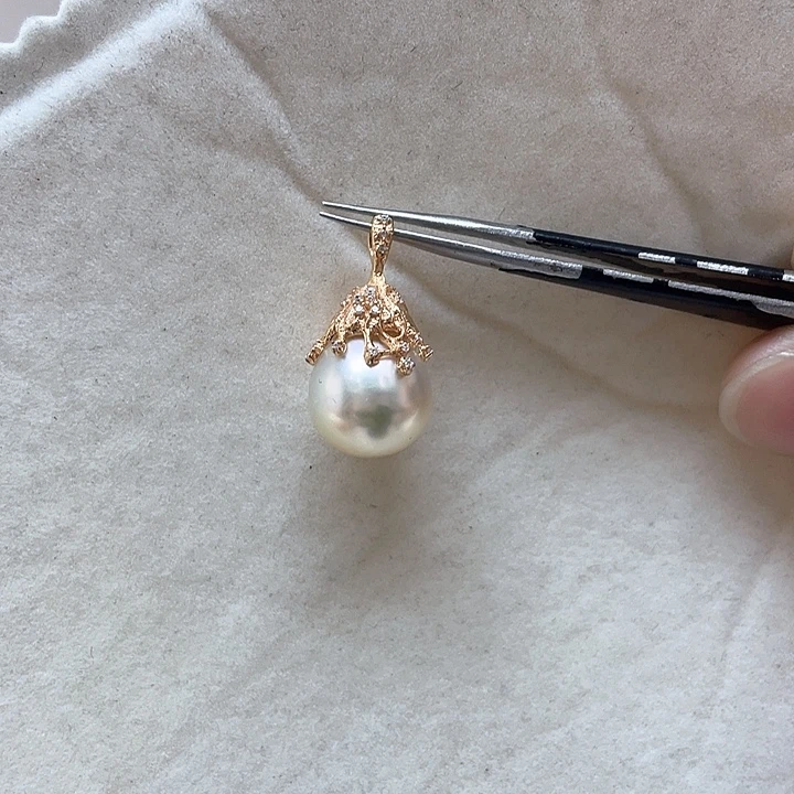 吊坠(不含链)银S925镶嵌海水珍珠