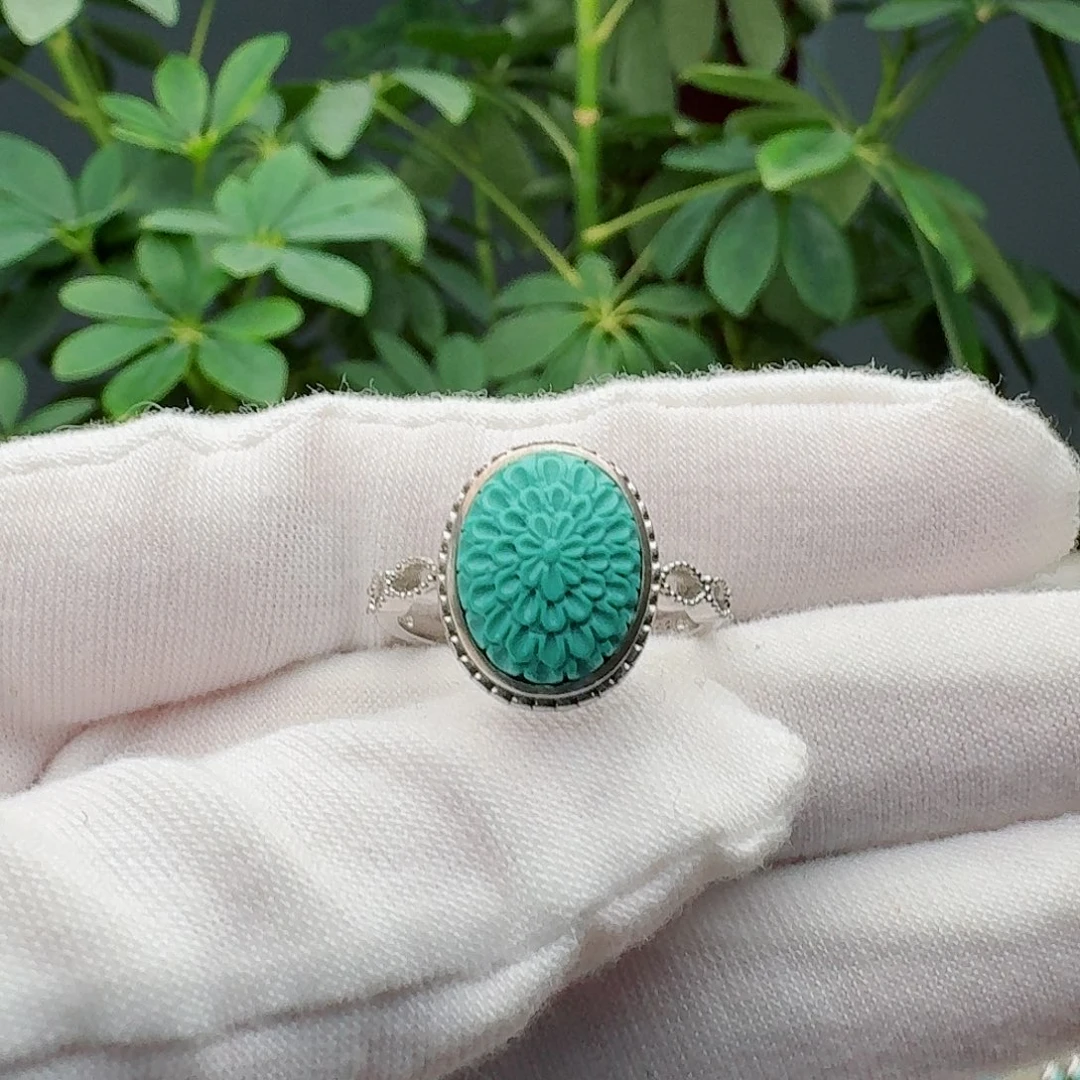绿松石银S925镶嵌戒指戒指