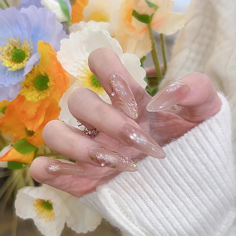 【惊鸿】抒雅手工穿戴甲纯欲气质指尖渐变淡雅高级指甲贴冰透