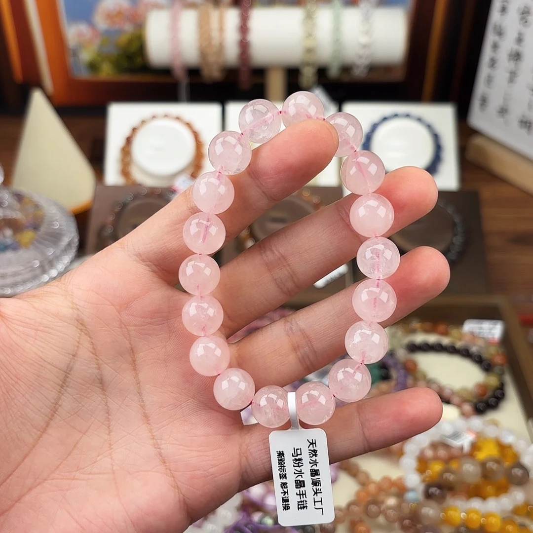 水晶手链未镶嵌马达加斯加粉水晶 12mm