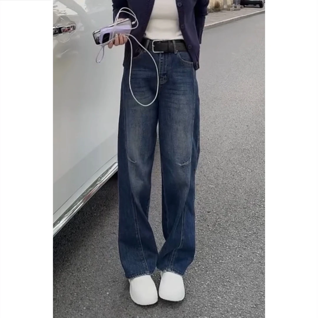 艾塔莉显瘦窄版牛仔裤女装秋季新款百搭长裤遮肉直筒裤舒适直筒裤