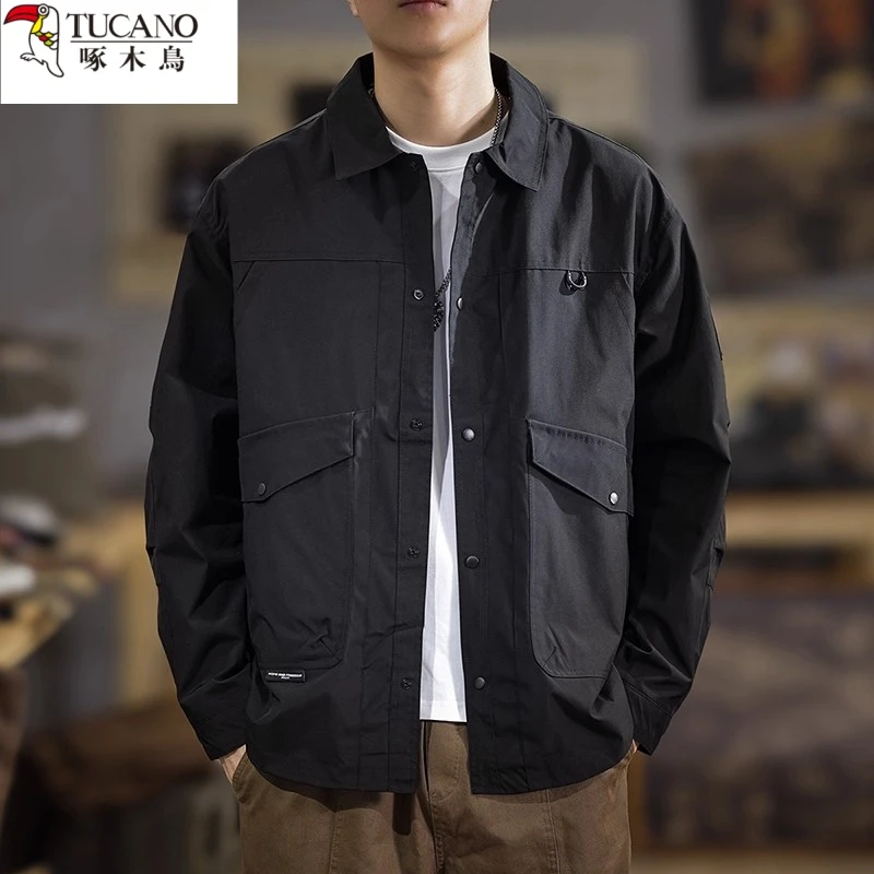 啄木鸟高端美式潮牌秋季户外工装男夹克2025秋冬宽松百搭休闲外套