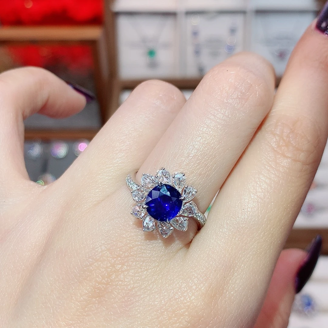 蓝宝石18K金镶嵌戒指1.22ct/天然宝石/七天无理由