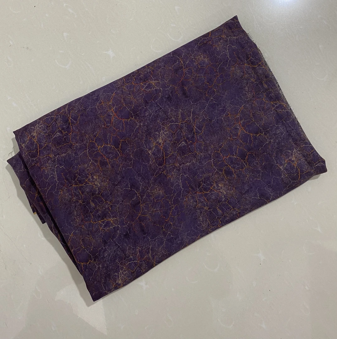 2025夏季高端雕印桑棉绸面料纯棉服装料紫色龟裂（不支持7天无理由