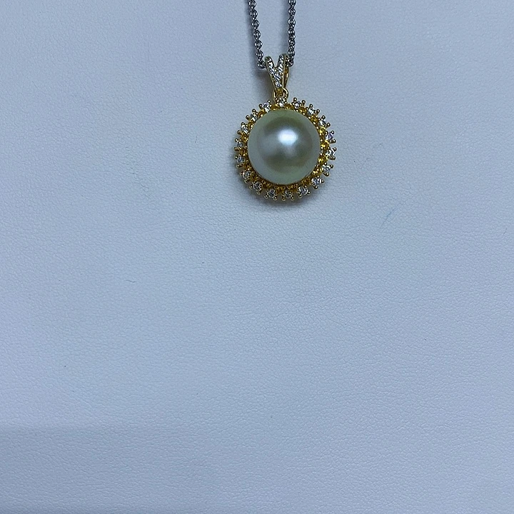 吊坠(不含链)银S925镶嵌海水珍珠11-12