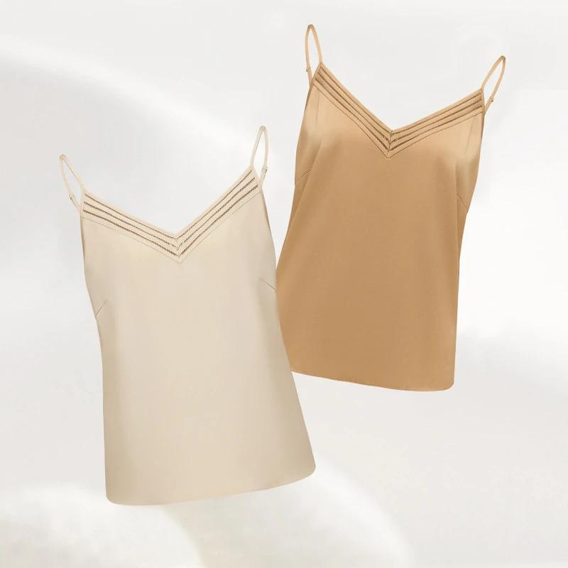 【蓝标】EP雅莹女装 桑蚕丝V领纯色内搭吊带背心 新款A507A