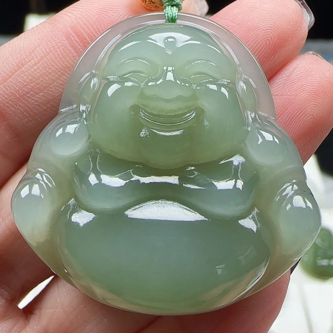 和田玉足金镶嵌吊坠(赠链)