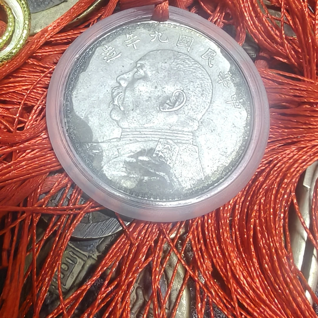 铜合金合成锆石吊坠 现代工艺品银元手工制作DlY钥匙扣银元