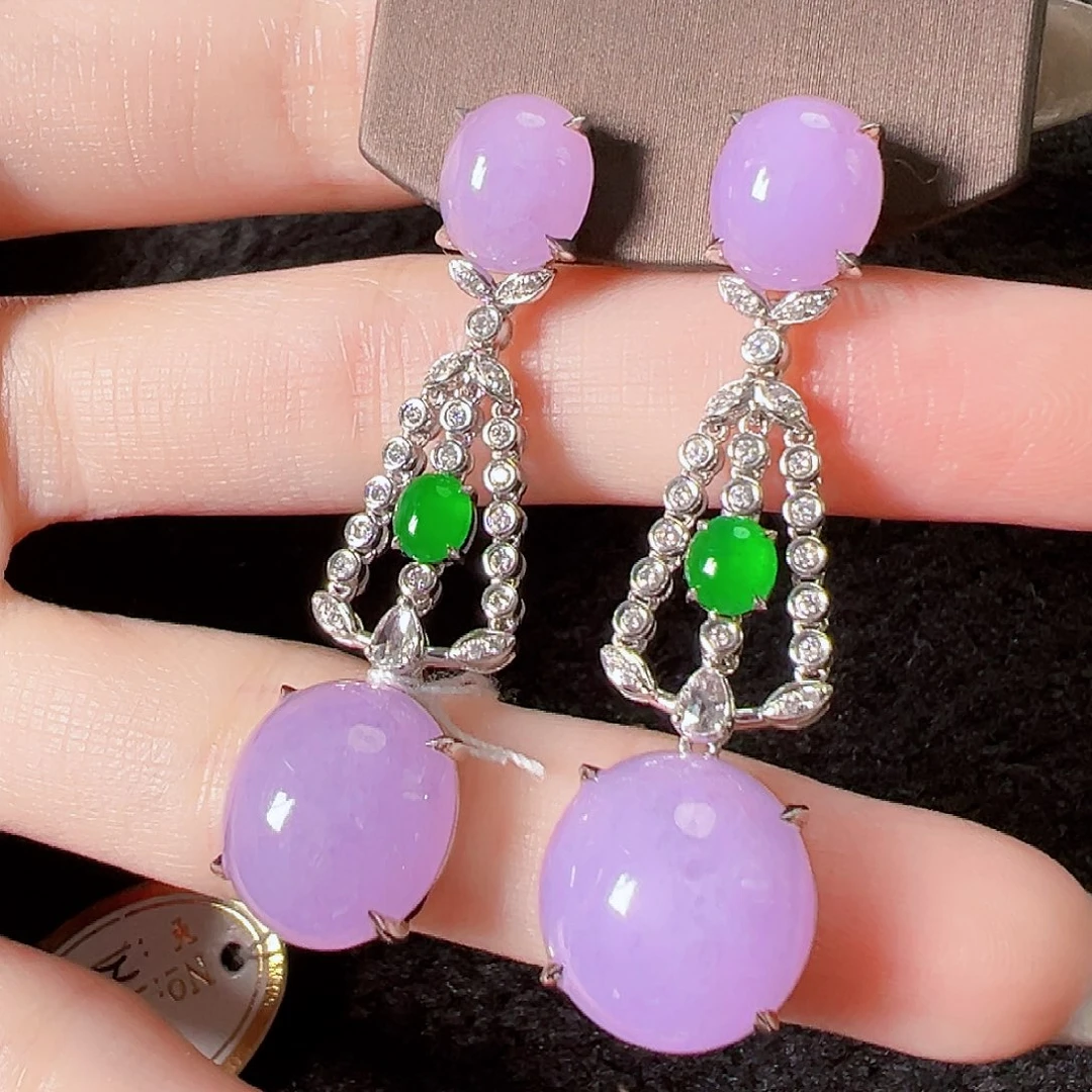 翡翠耳饰18K金镶嵌签收后24小时鉴赏期，过时不退