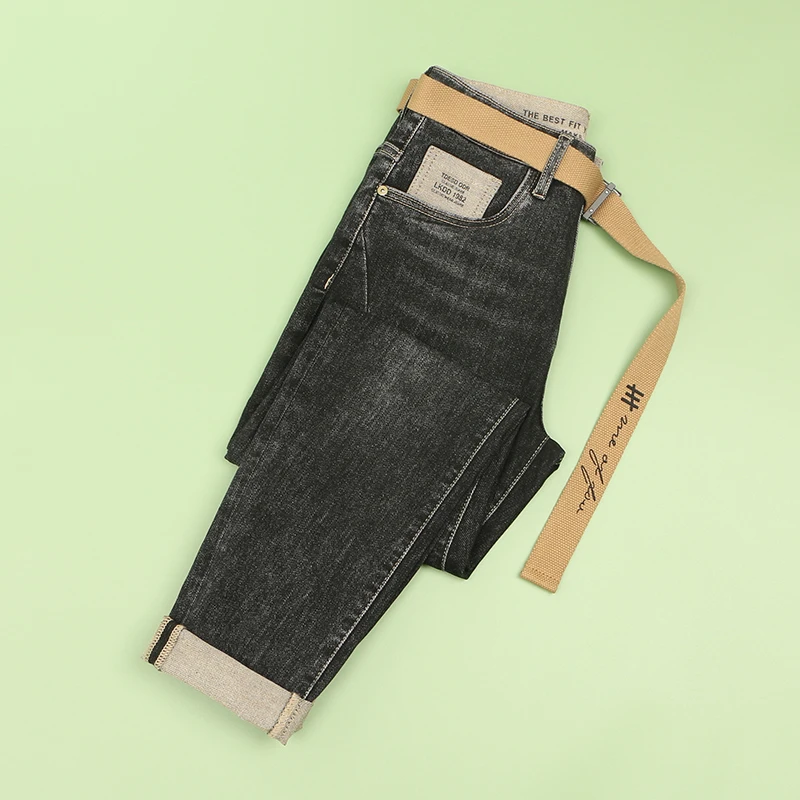 高端牛仔裤男款修身小脚2025新款秋冬季潮牌锥形哈伦弹力男士裤子