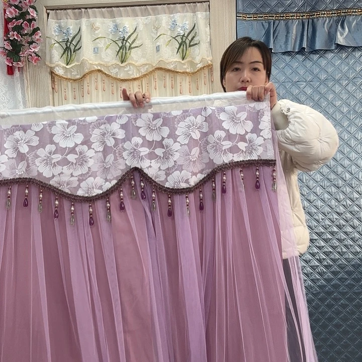 混纺海棠紫90*120+杆