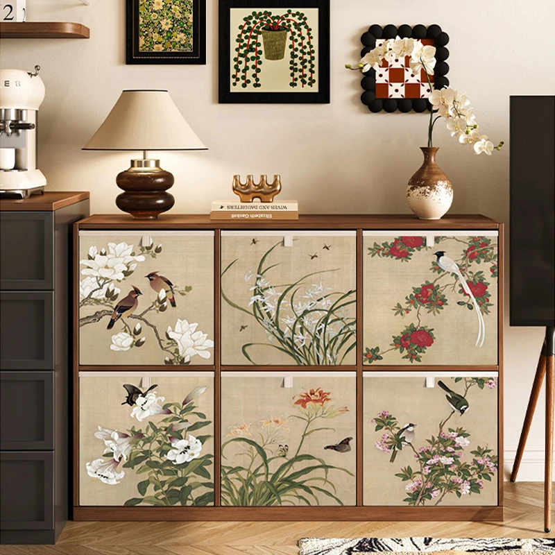 中式复古花鸟收纳箱大容量卡莱克格子柜收纳筐布艺收纳盒整理盒子