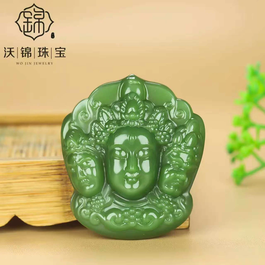 和田玉碧玉尊胜佛母藏品级吊坠