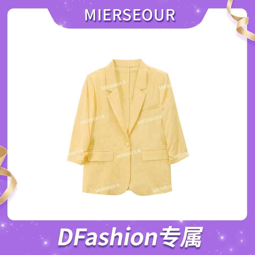 【明媚大女主】高级感提花V领西装外套女1819