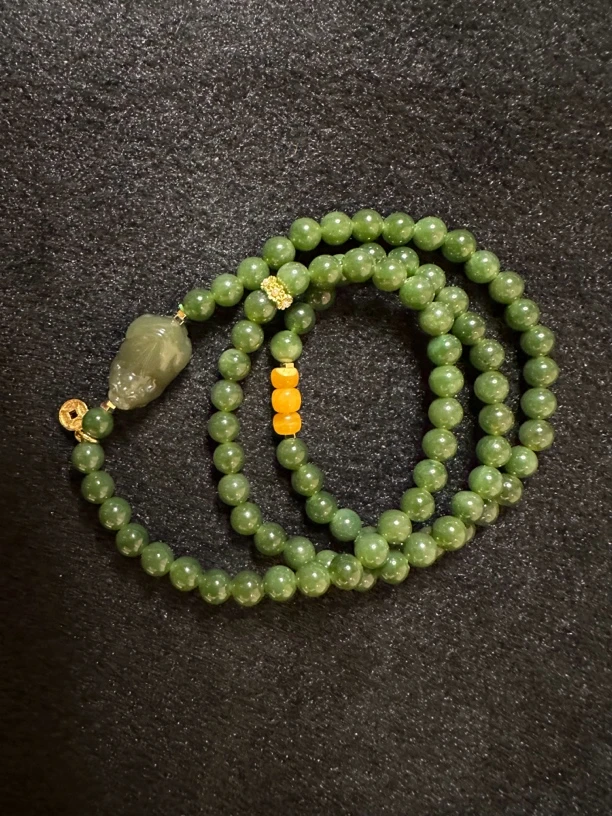 和田碧玉貔貅手串三圈6m➕多样性发货发拍一发一