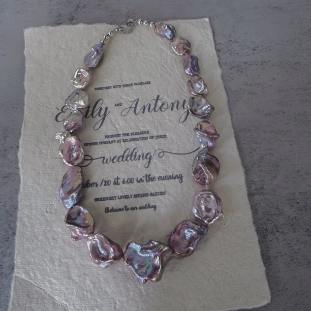 炫彩巴洛克大点位花瓣珍珠项链