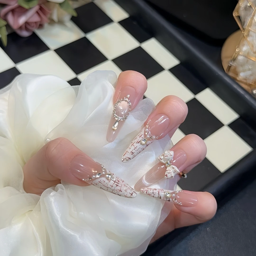【宝石小香风】纯手工穿戴甲美甲贴片可拆卸指甲贴片10片装