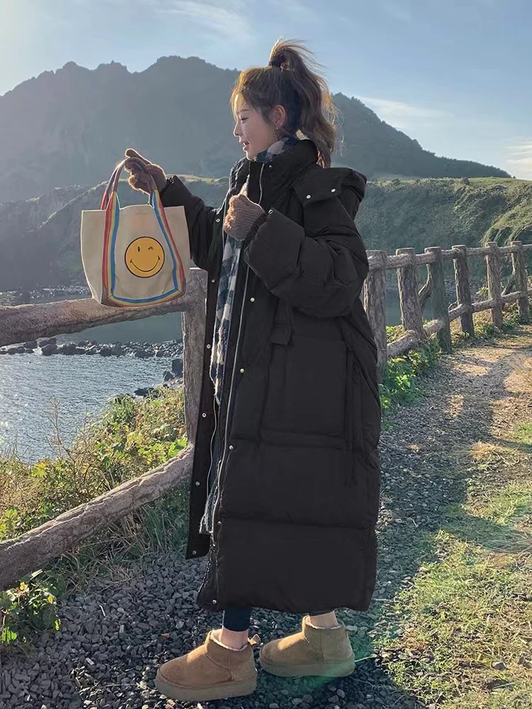 加厚保暖棉服2025冬季新款过膝高级感连帽好看棉服外套