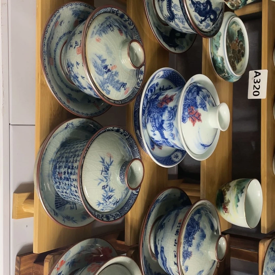 杯7个盖碗老陶泥带礼盒景德镇制