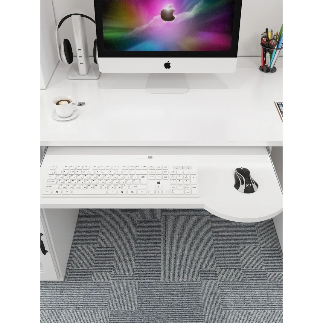 键盘托架电脑桌配件木质托盘静音吊装圆形加厚键盘拖托架推拉弧形