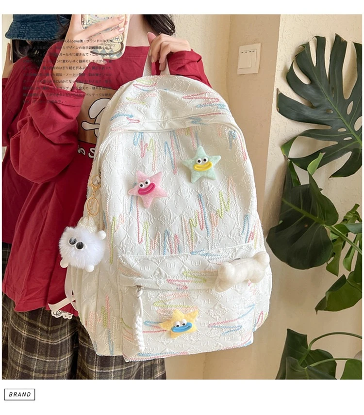 高颜值可爱书包大学生ins可爱女生大容量少女初高中百搭双肩背包