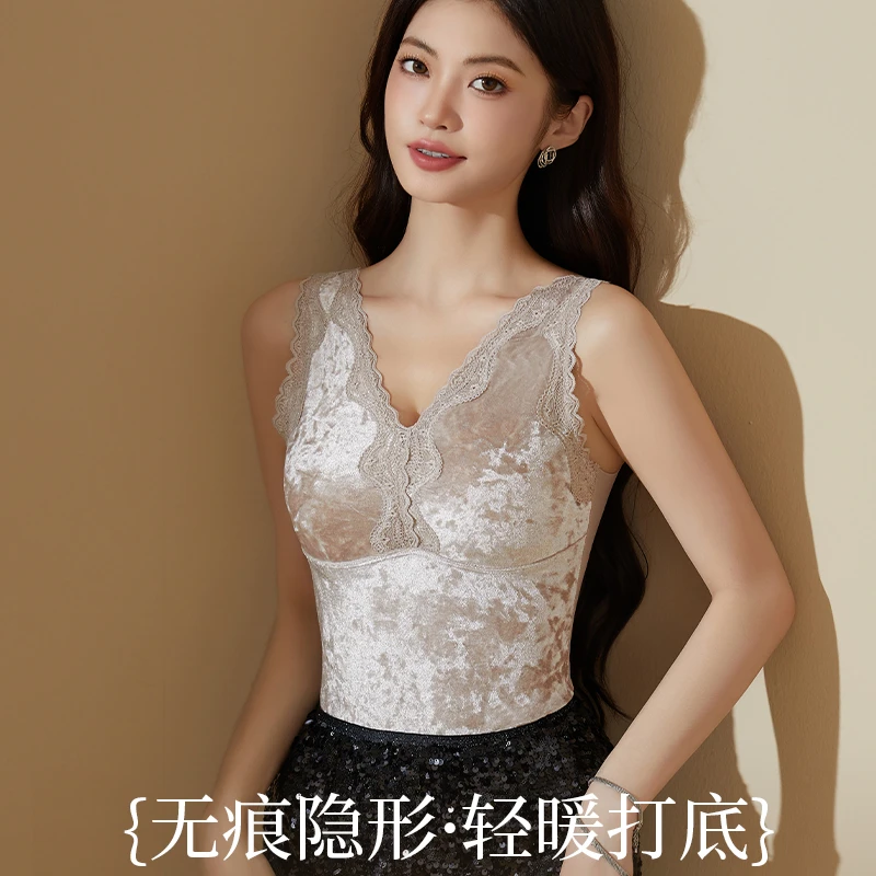 【钻石绒】秋冬新品桑蚕丝养护免穿内衣双面暖绒保暖背心