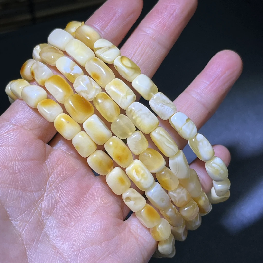 2 天然蜜蜡随形单圈手串6mm+左右多样发其一