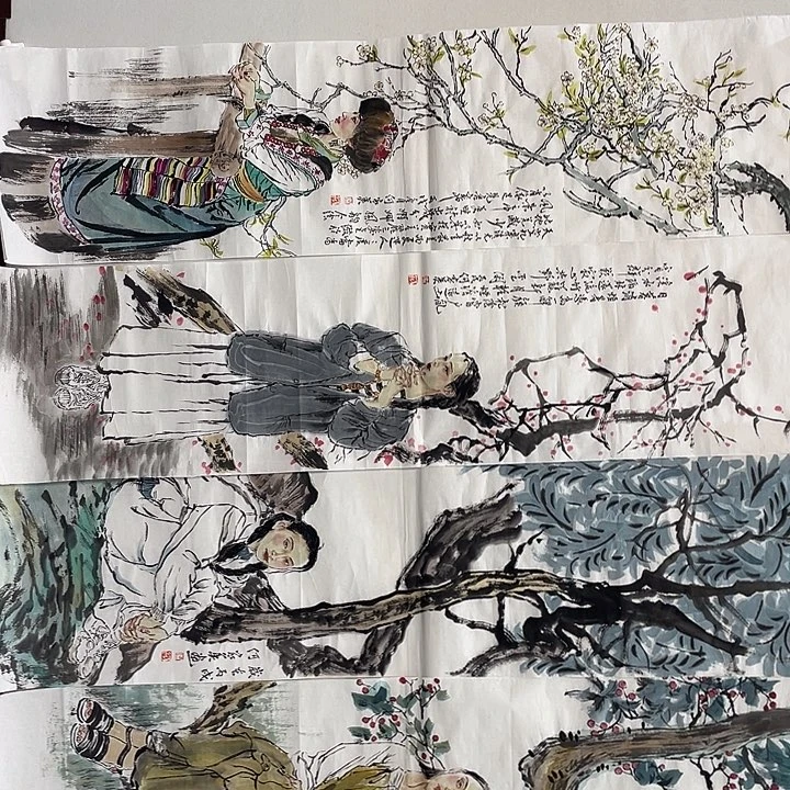 横款家英老师四条屏