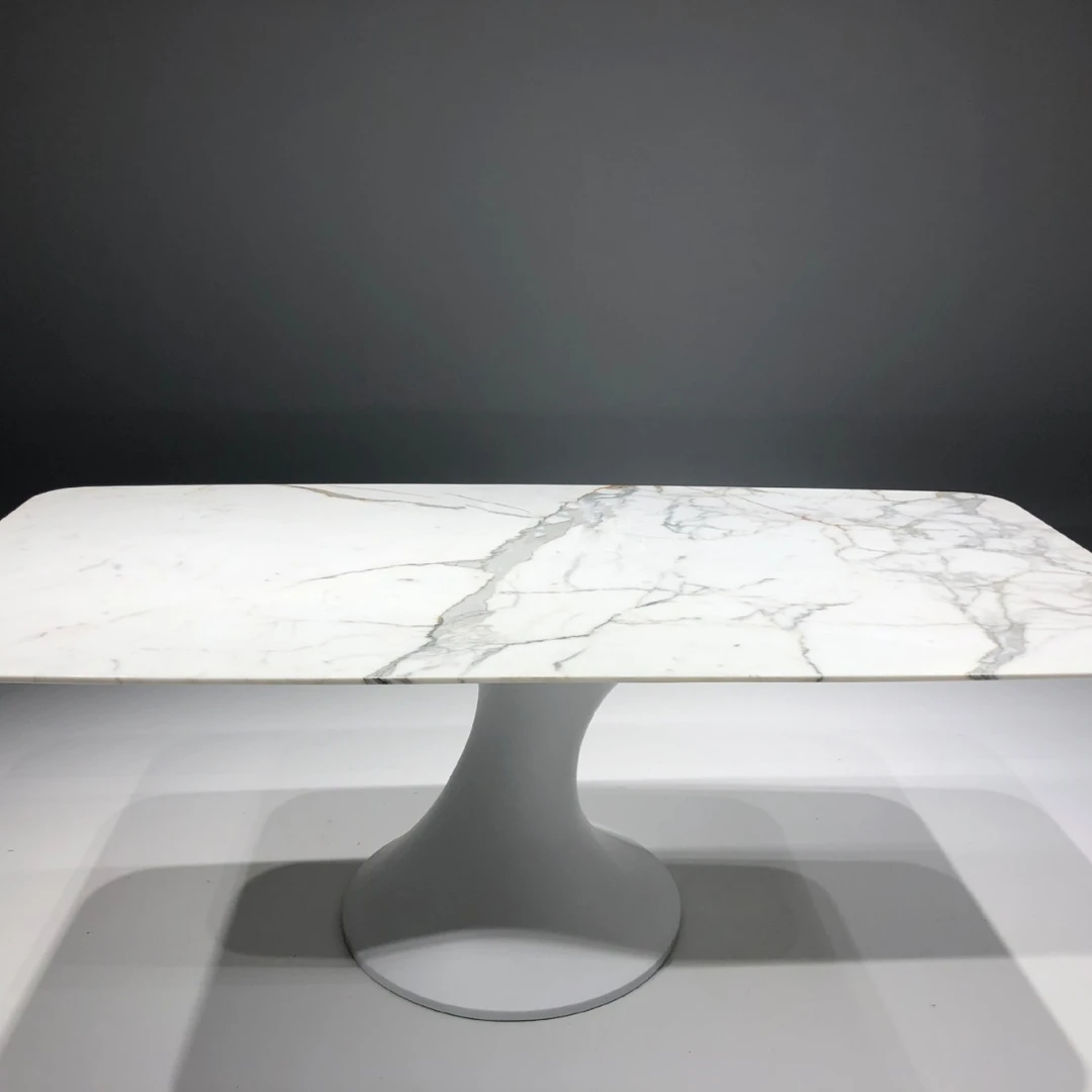 鱼肚金奢石方桌餐台轻奢极简系列大理石方形餐桌台面工厂