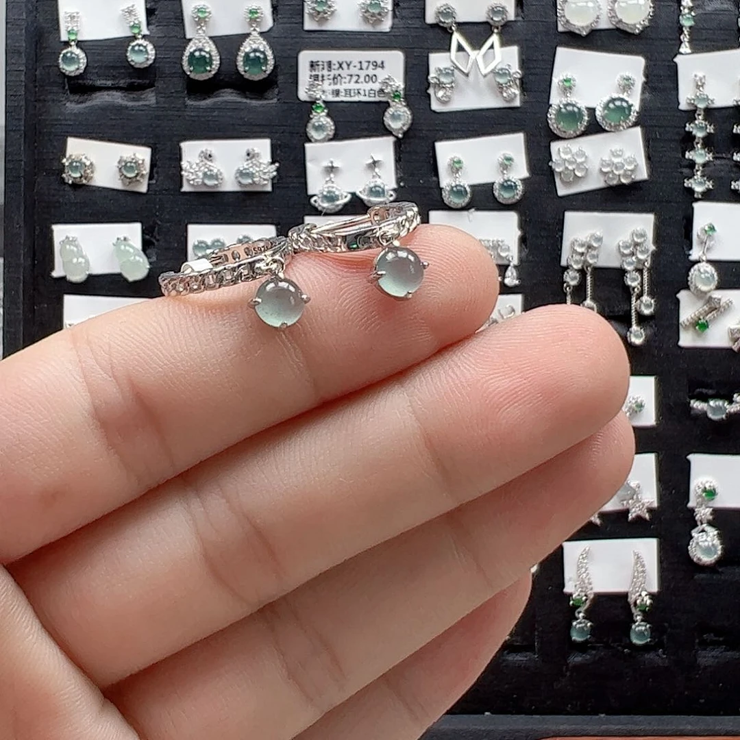 翡翠手链银S925镶嵌小**吖天然翡翠A货