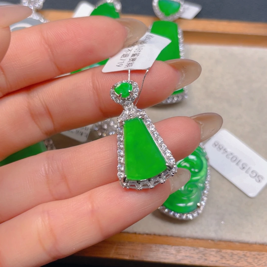 翡翠银S925镶嵌挂件