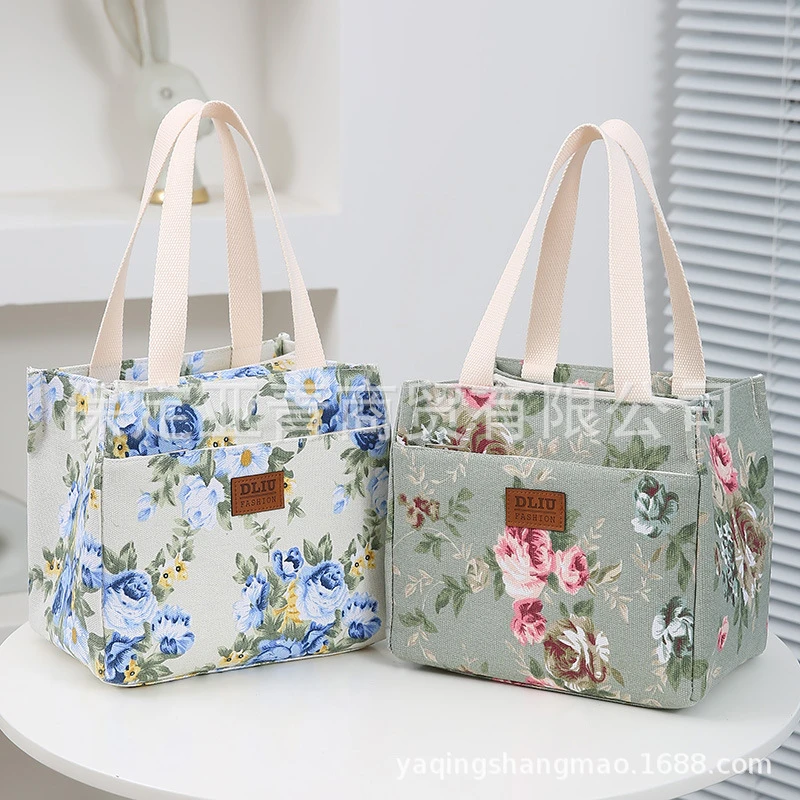 新款印花便当包手提冰包保温包现货防水保温袋午餐饭盒袋