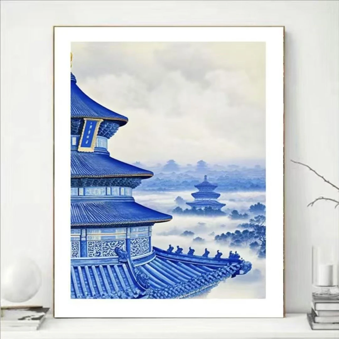 十字绣G9008故宫青花瓷，大格尺寸60x 80中格50X68