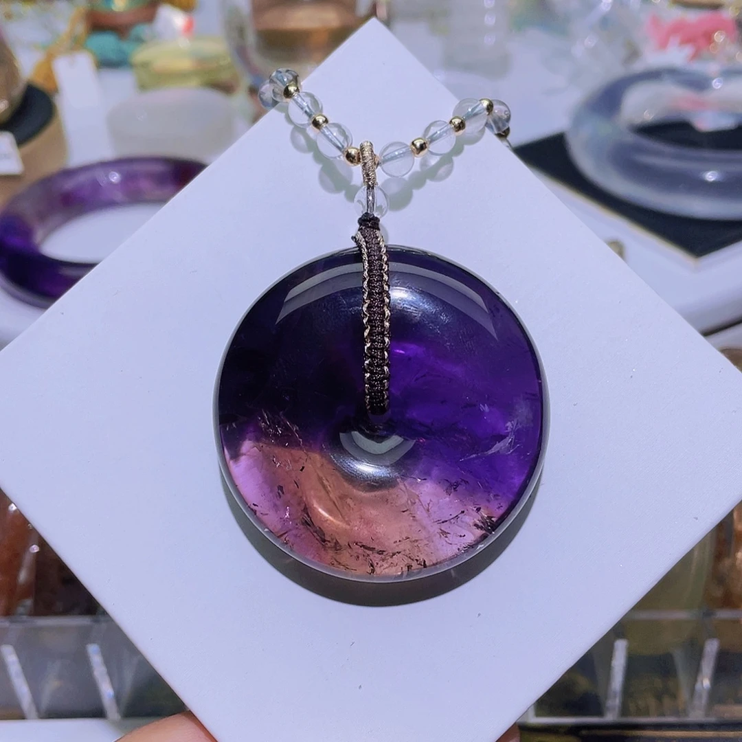 最***s未镶嵌吊坠(赠链)水晶天然紫水晶平安扣吊坠