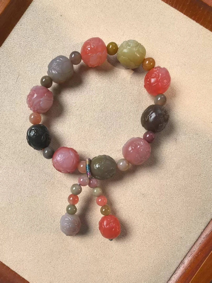 【桃子山】珍藏盐源牡丹雕刻DIY手链【芳芳寻宝】-多样性发其一