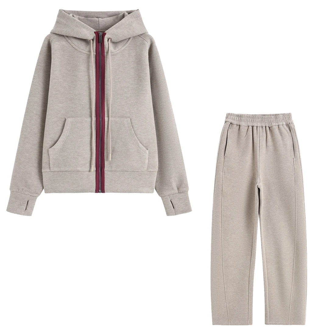 WLIN  舒适度拉满暖阳绒撞色休闲卫衣卫裤套装 23+24