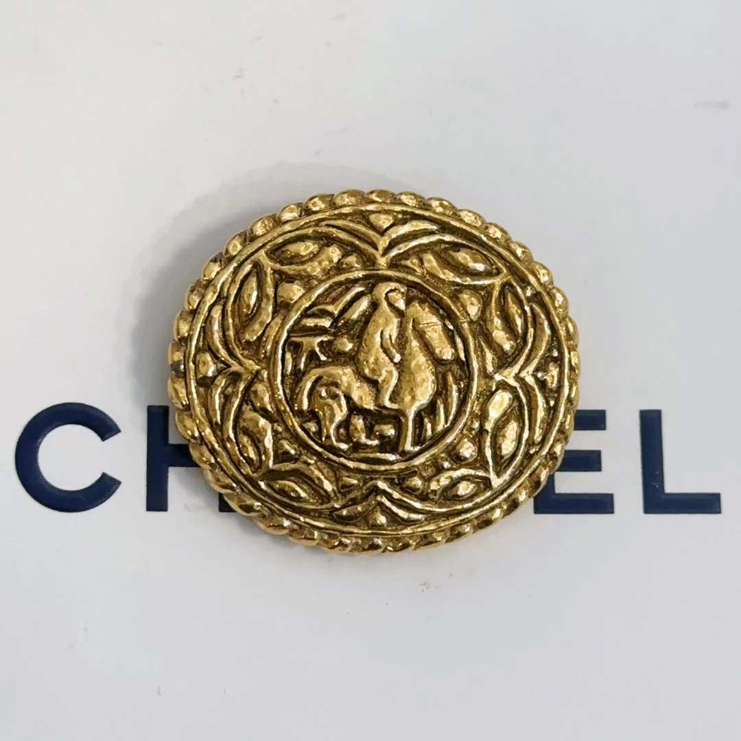 95新 Chanel/香奈儿 Chanel vintage香奈儿中古素金胸针