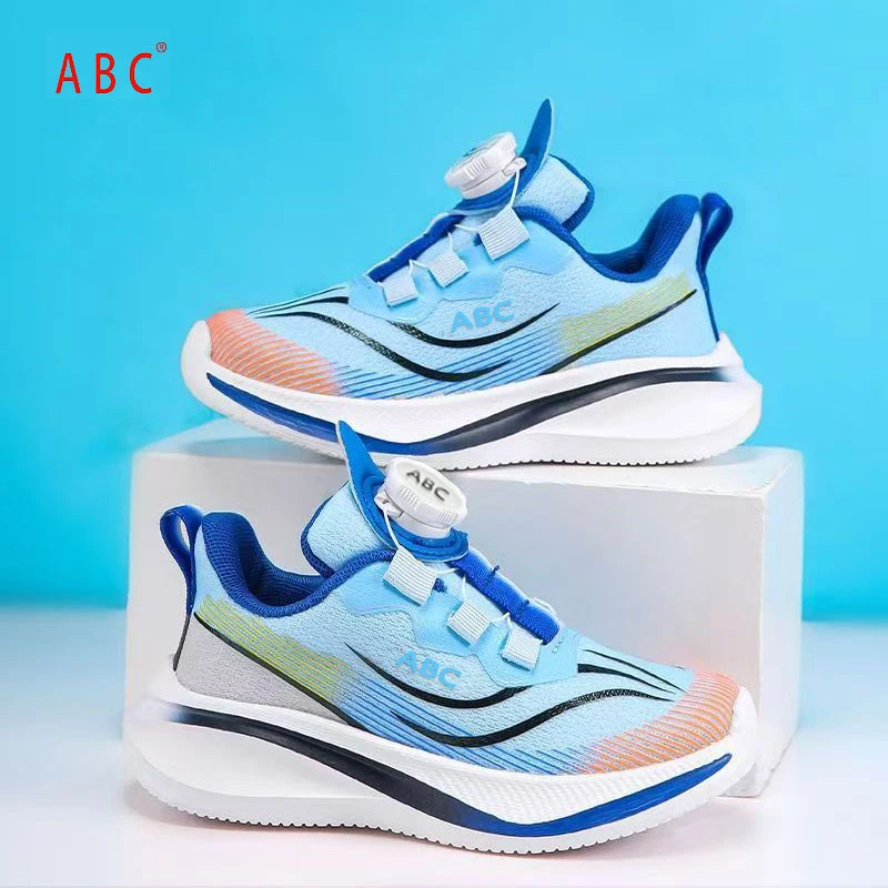ABC男女童鞋2025春季新款网面透气软底轻弹中大童防滑跑步运动鞋