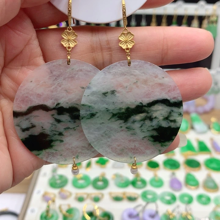 翡翠18K金镶嵌耳饰