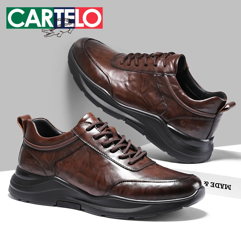 卡帝乐鳄鱼商务皮鞋春季男士真皮运动鞋时尚软底防水防滑系带男鞋