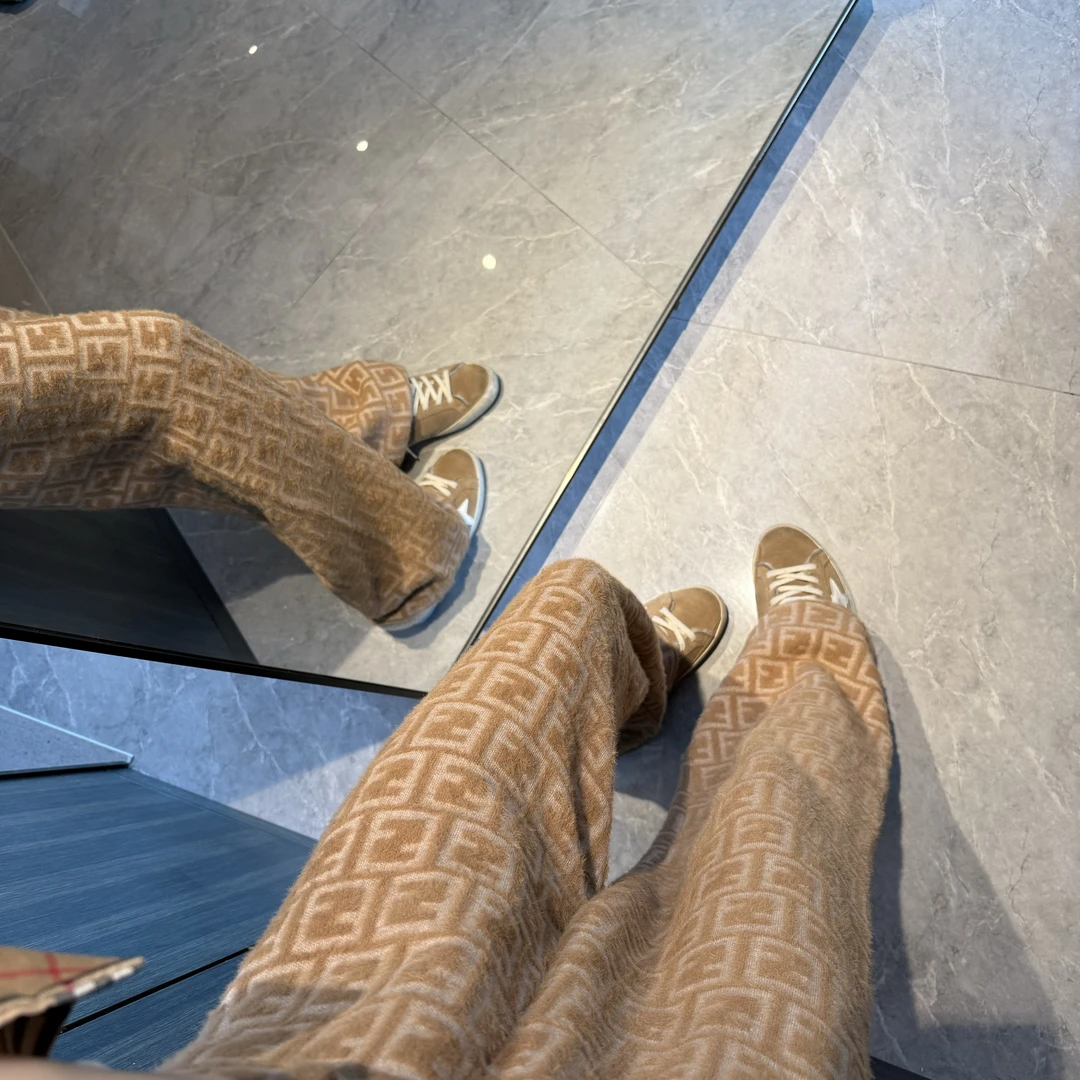 【寻迹】f家满印阿玲同款加绒显瘦针织拖地阔腿裤