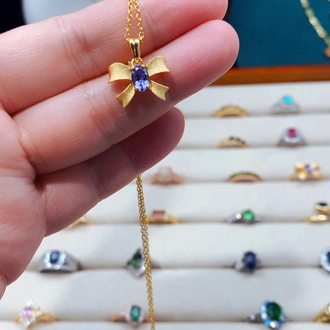 坦桑石颈饰银S925镶嵌