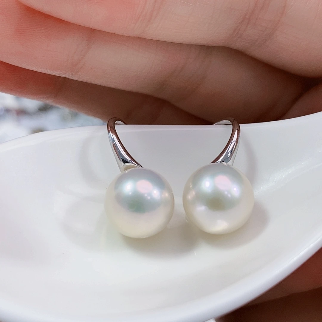 银S925镶嵌淡水珍珠特价极光耳饰11.6m m